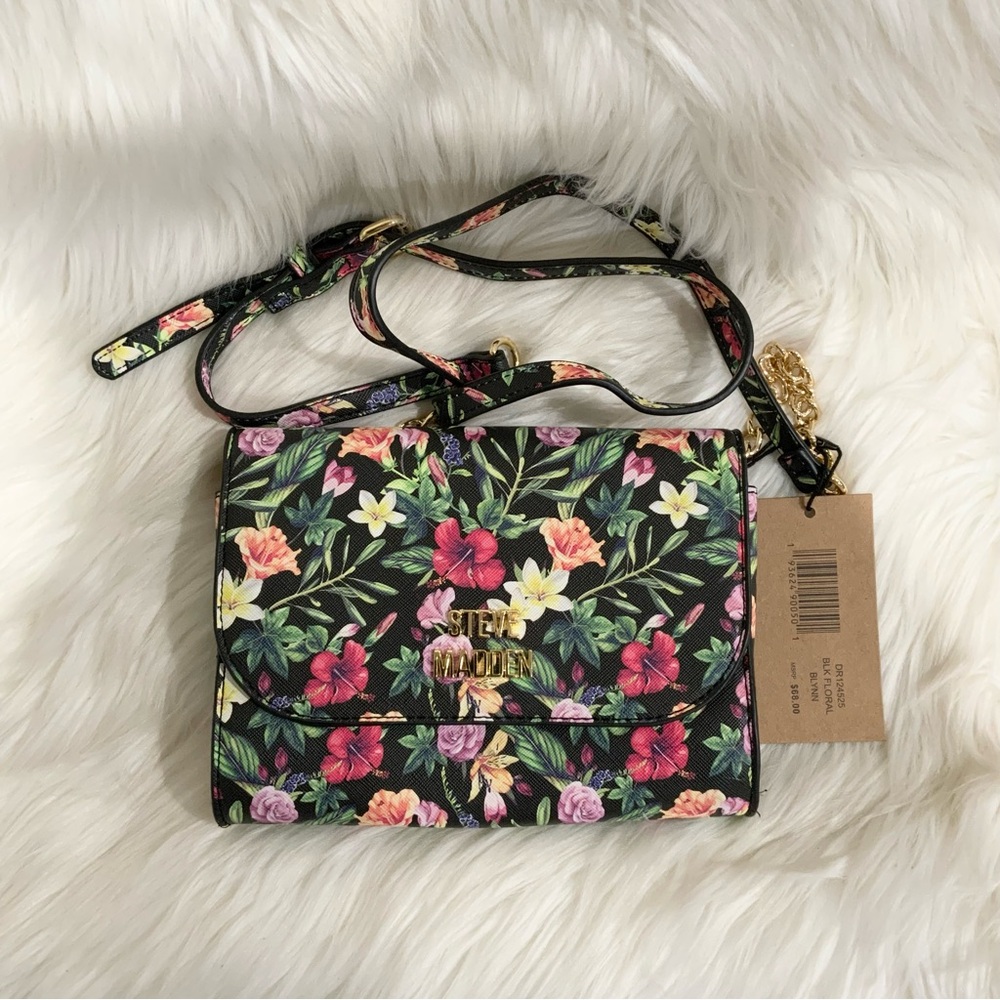 Steve Madden Blynn Black Floral Crossbody Bag